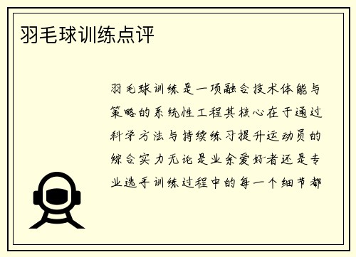 羽毛球训练点评
